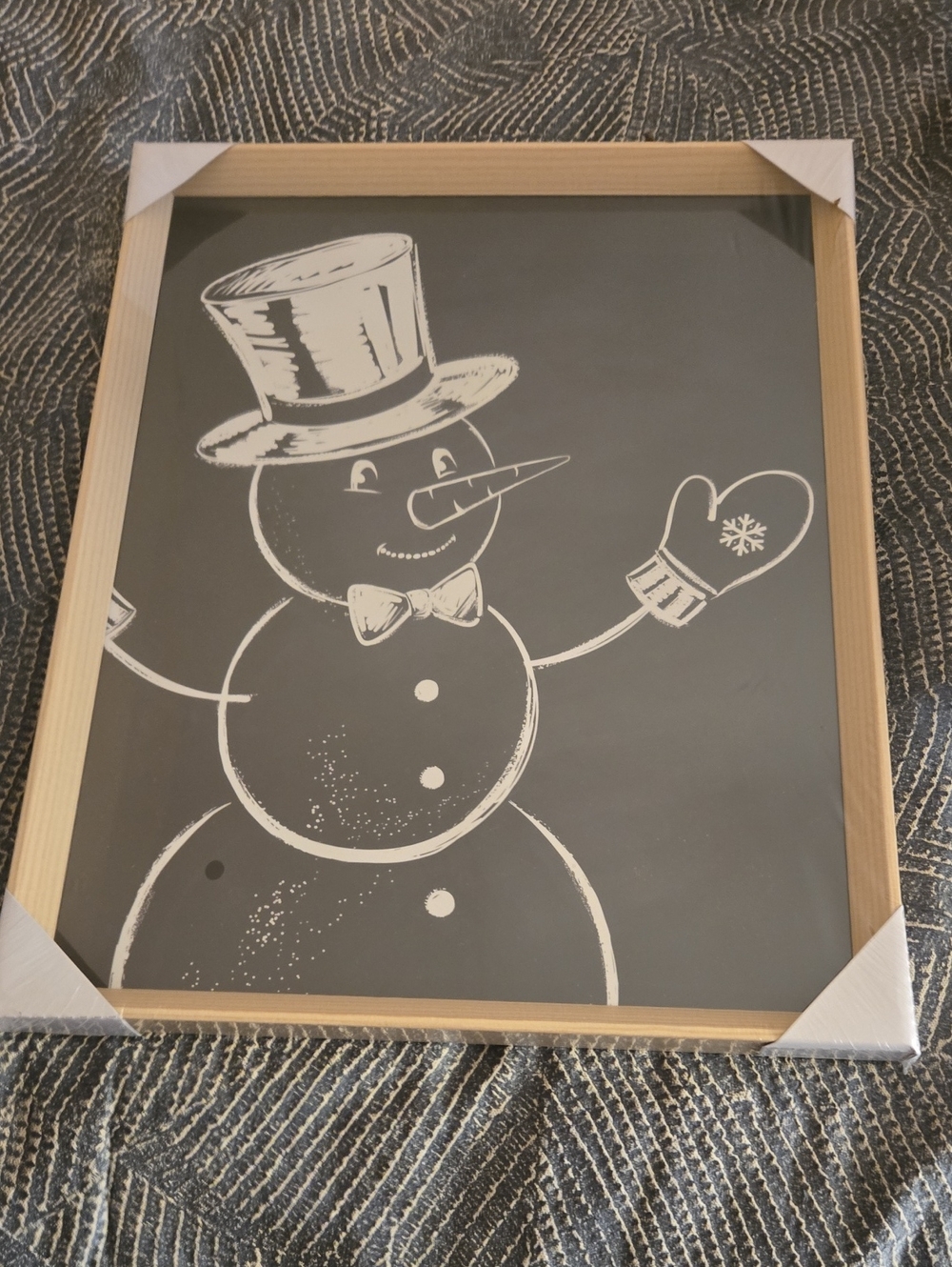 Holiday Snowman Wall Art - Black & White Framed Print